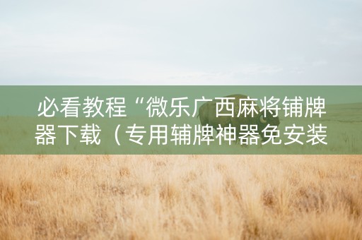 必看教程“微乐广西麻将铺牌器下载（专用辅牌神器免安装）