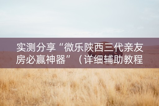 实测分享“微乐陕西三代亲友房必赢神器”（详细辅助教程）-哔哩哔哩