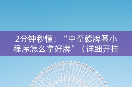 2分钟秒懂！“中至赣牌圈小程序怎么拿好牌”（详细开挂教程）-哔哩哔哩