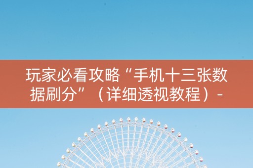 玩家必看攻略“手机十三张数据刷分”（详细透视教程）-哔哩哔哩
