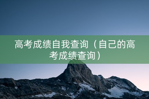 高考成绩自我查询（自己的高考成绩查询）