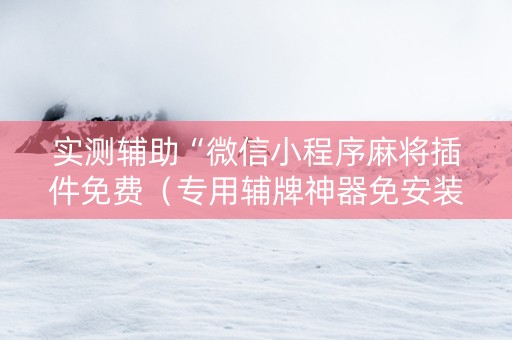 实测辅助“微信小程序麻将插件免费（专用辅牌神器免安装）