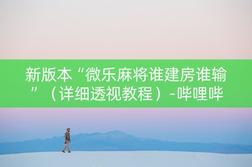 新版本“微乐麻将谁建房谁输”（详细透视教程）-哔哩哔哩