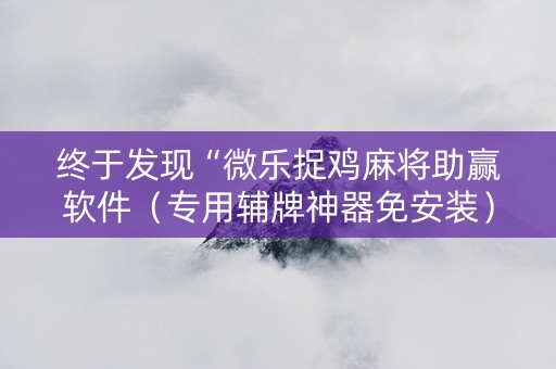 终于发现“微乐捉鸡麻将助赢软件（专用辅牌神器免安装）