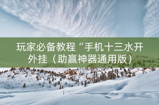 玩家必备教程“手机十三水开外挂（助赢神器通用版）