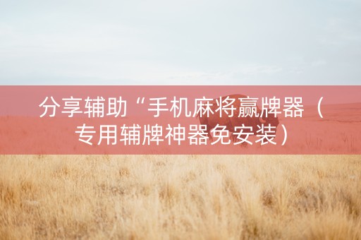 分享辅助“手机麻将赢牌器（专用辅牌神器免安装）