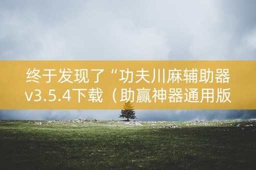 终于发现了“功夫川麻辅助器v3.5.4下载（助赢神器通用版）