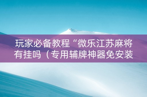 玩家必备教程“微乐江苏麻将有挂吗（专用辅牌神器免安装）
