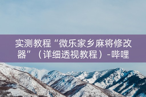 实测教程“微乐家乡麻将修改器”（详细透视教程）-哔哩哔哩