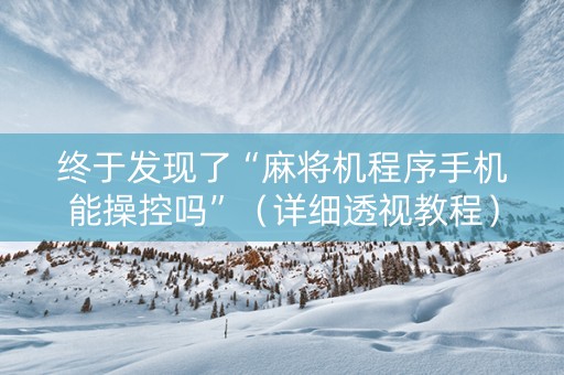 终于发现了“麻将机程序手机能操控吗”（详细透视教程）-哔哩哔哩