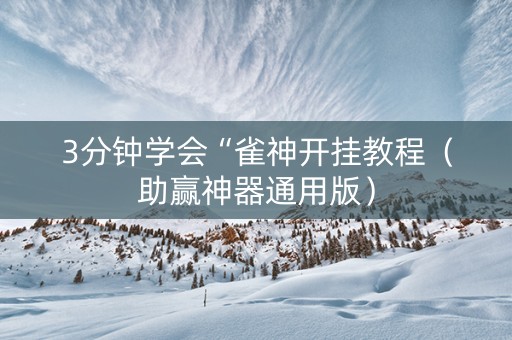 3分钟学会“雀神开挂教程（助赢神器通用版）