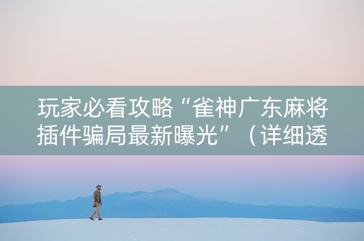 玩家必看攻略“雀神广东麻将插件骗局最新曝光”（详细透视教程）-哔哩哔哩