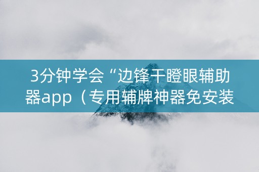 3分钟学会“边锋干瞪眼辅助器app（专用辅牌神器免安装）