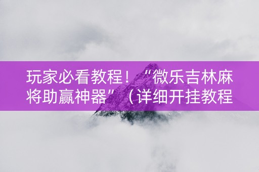 玩家必看教程！“微乐吉林麻将助赢神器”（详细开挂教程）-哔哩哔哩