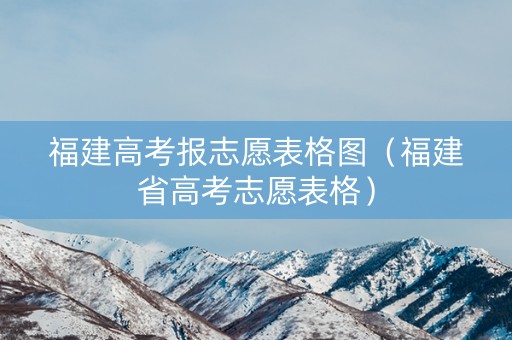 福建高考报志愿表格图（福建省高考志愿表格）