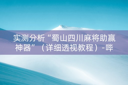 实测分析“蜀山四川麻将助赢神器”（详细透视教程）-哔哩哔哩