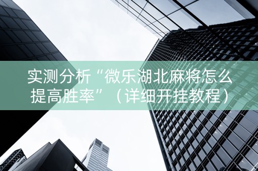 实测分析“微乐湖北麻将怎么提高胜率”（详细开挂教程）-哔哩哔哩