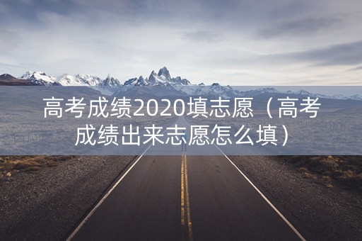高考成绩2020填志愿（高考成绩出来志愿怎么填）