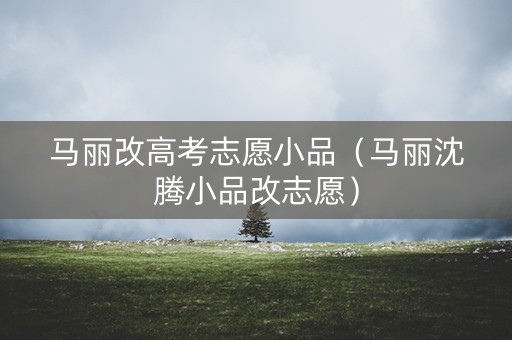 马丽改高考志愿小品（马丽沈腾小品改志愿）