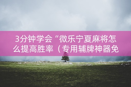 3分钟学会“微乐宁夏麻将怎么提高胜率（专用辅牌神器免安装）