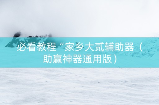 必看教程“家乡大贰辅助器（助赢神器通用版）
