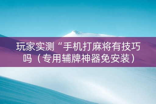 玩家实测“手机打麻将有技巧吗（专用辅牌神器免安装）