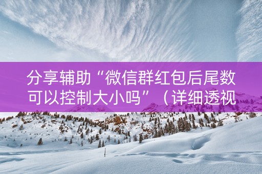 分享辅助“微信群红包后尾数可以控制大小吗”（详细透视教程）-哔哩哔哩