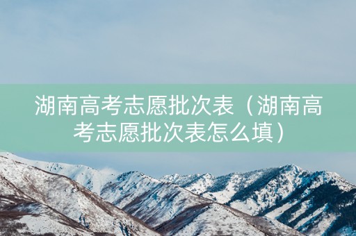 湖南高考志愿批次表（湖南高考志愿批次表怎么填）