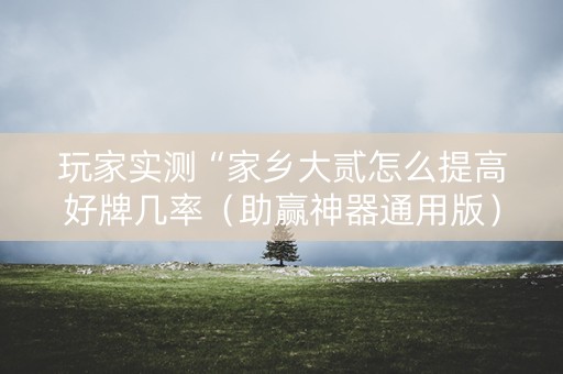 玩家实测“家乡大贰怎么提高好牌几率（助赢神器通用版）