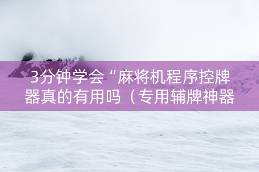 3分钟学会“麻将机程序控牌器真的有用吗（专用辅牌神器免安装）