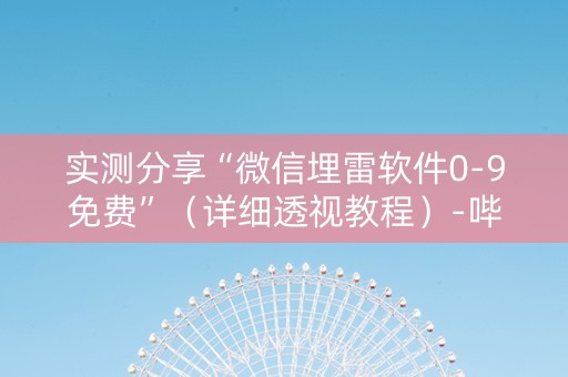 实测分享“微信埋雷软件0-9免费”（详细透视教程）-哔哩哔哩