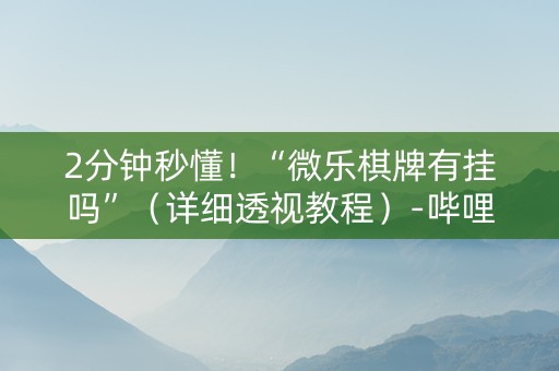 2分钟秒懂！“微乐棋牌有挂吗”（详细透视教程）-哔哩哔哩