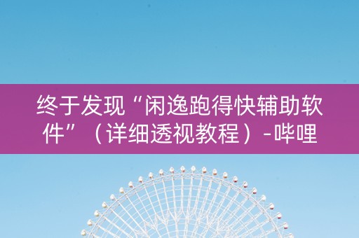 终于发现“闲逸跑得快辅助软件”（详细透视教程）-哔哩哔哩