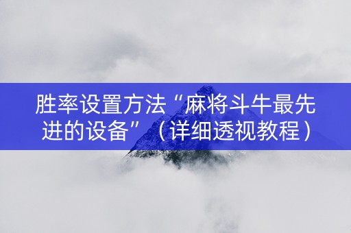 胜率设置方法“麻将斗牛最先进的设备”（详细透视教程）-哔哩哔哩