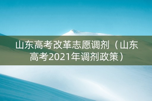 山东高考改革志愿调剂（山东高考2021年调剂政策）