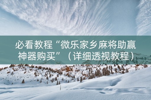 必看教程“微乐家乡麻将助赢神器购买”（详细透视教程）-哔哩哔哩