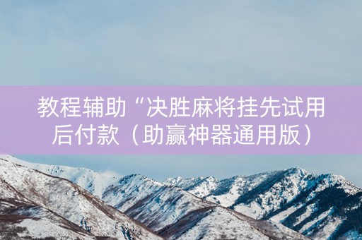 教程辅助“决胜麻将挂先试用后付款（助赢神器通用版）