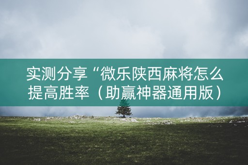 实测分享“微乐陕西麻将怎么提高胜率（助赢神器通用版）