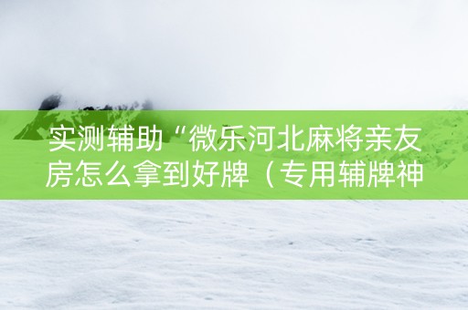 实测辅助“微乐河北麻将亲友房怎么拿到好牌（专用辅牌神器免安装）
