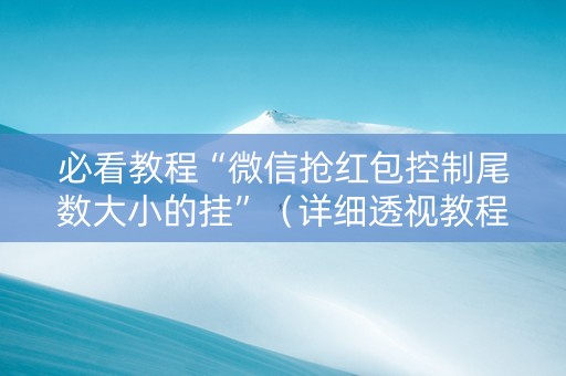 必看教程“微信抢红包控制尾数大小的挂”（详细透视教程）-哔哩哔哩