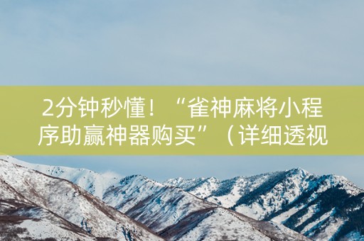 2分钟秒懂！“雀神麻将小程序助赢神器购买”（详细透视教程）-哔哩哔哩