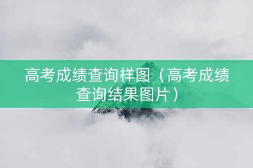 高考成绩查询样图（高考成绩查询结果图片）
