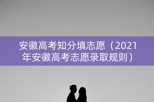 安徽高考知分填志愿（2021年安徽高考志愿录取规则）