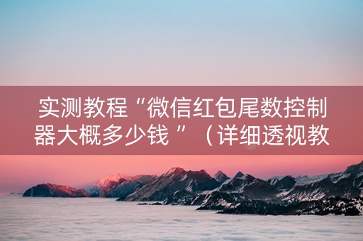 实测教程“微信红包尾数控制器大概多少钱 ”（详细透视教程）-哔哩哔哩