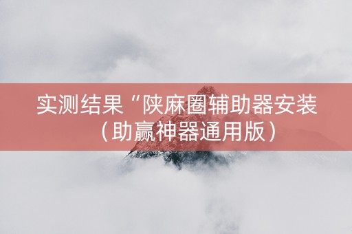 实测结果“陕麻圈辅助器安装（助赢神器通用版）