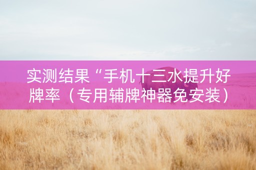实测结果“手机十三水提升好牌率（专用辅牌神器免安装）