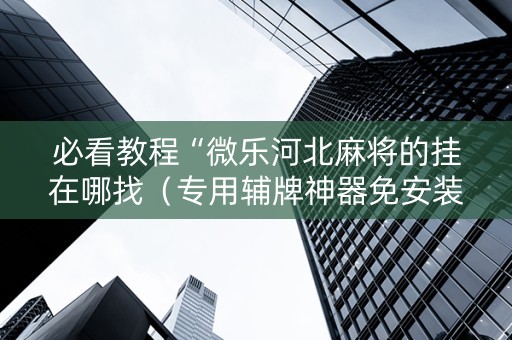必看教程“微乐河北麻将的挂在哪找（专用辅牌神器免安装）