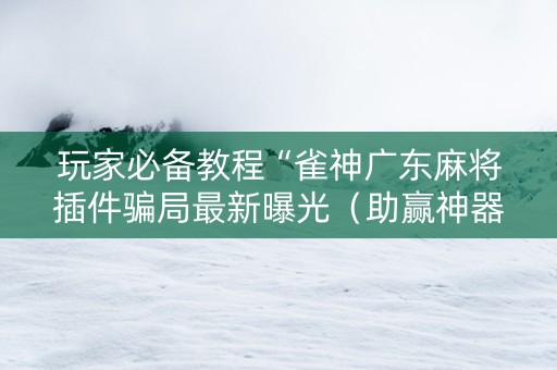 玩家必备教程“雀神广东麻将插件骗局最新曝光（助赢神器通用版）