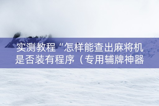 实测教程“怎样能查出麻将机是否装有程序（专用辅牌神器免安装）
