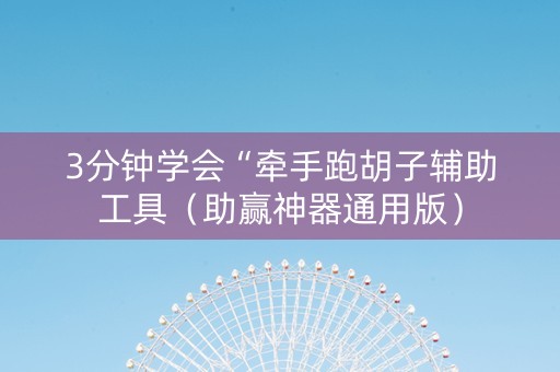 3分钟学会“牵手跑胡子辅助工具（助赢神器通用版）